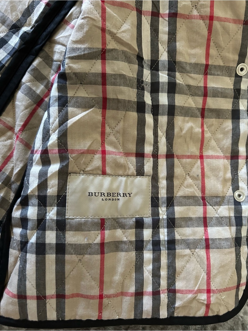 BURBERRY QUILTED NOVA CHECK JACKET SIZE XS BLACK - Picture 7 of 11